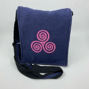 Celtic Creations Woven Cotton Embroidered Triskelion Crossbody Bag